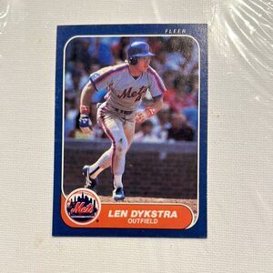 Fleer Mets Trading Card - Blue and Red rookie Len dykstra mint condition